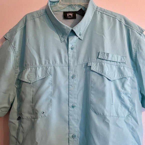 Stillwater Supply Co XL Vented Fishing Shirt Teal Blue Button Front Short Sleeve - Picture 2 of 6